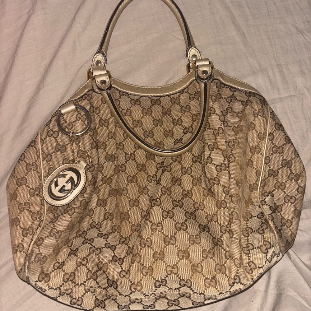 Gucci Tan Monogram Tote Bag